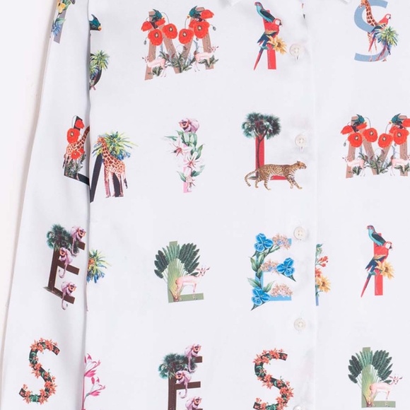 Vilagallo - Letter Print Blouse - CMSSS5W021 - Picture 2 of 3